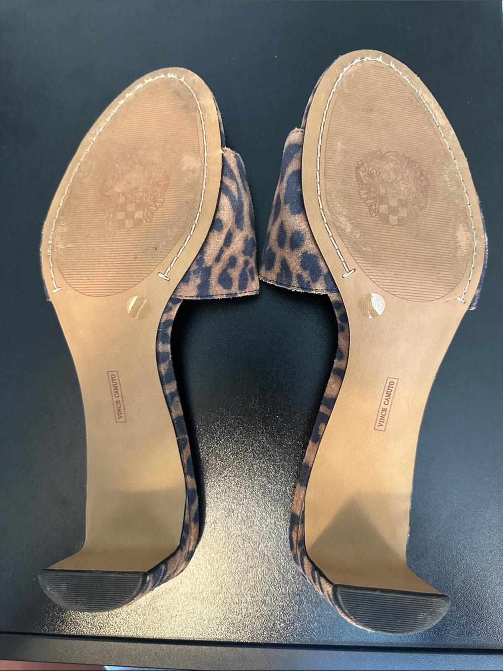 Vince Camuto Leopard Print Slide Mules - Tan & Black - Picture 4 of 5